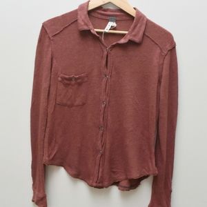 We the Free | Rust linen blend button up shirt